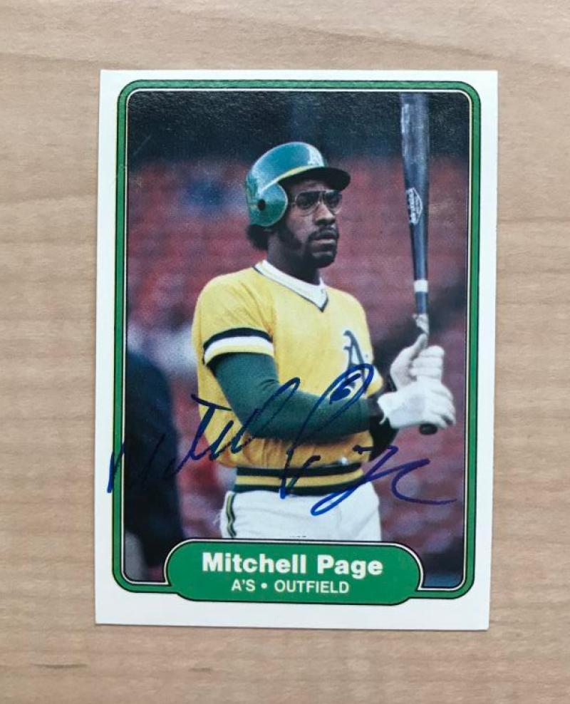 MITCHELL PAGE OAKLAND ATHLETICS SIGNED DECEASED 1982 FLEER CARD #105 W/COA