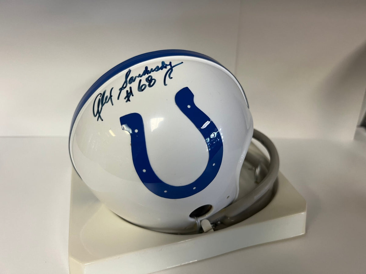 ALEX SANDUSKY #68 BALTIMORE COLTS SIGNED AUTOGRAPHED 2 BAR MINI HELMET W/COA