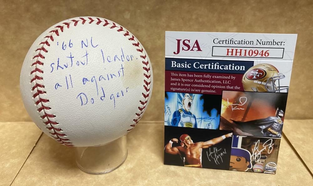 LARRY JASTER 66 NL SHUTOUT LEADER ALL AGAINST DODGERS SIGNED BASEBALL HH10946