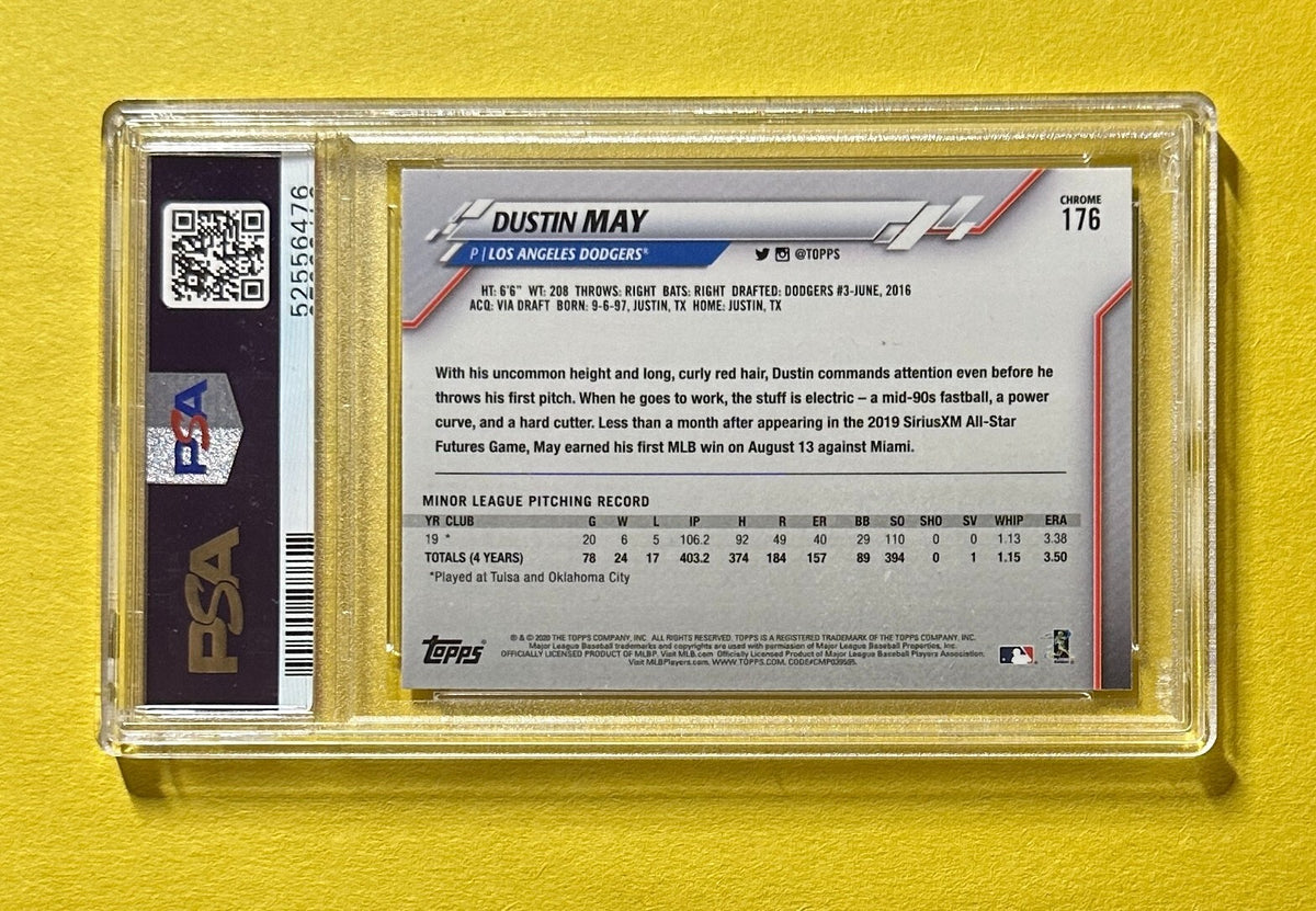 2020 TOPPS CHROME DUSTIN MAY #176 PSA MINT 9 ROOKIE CARD
