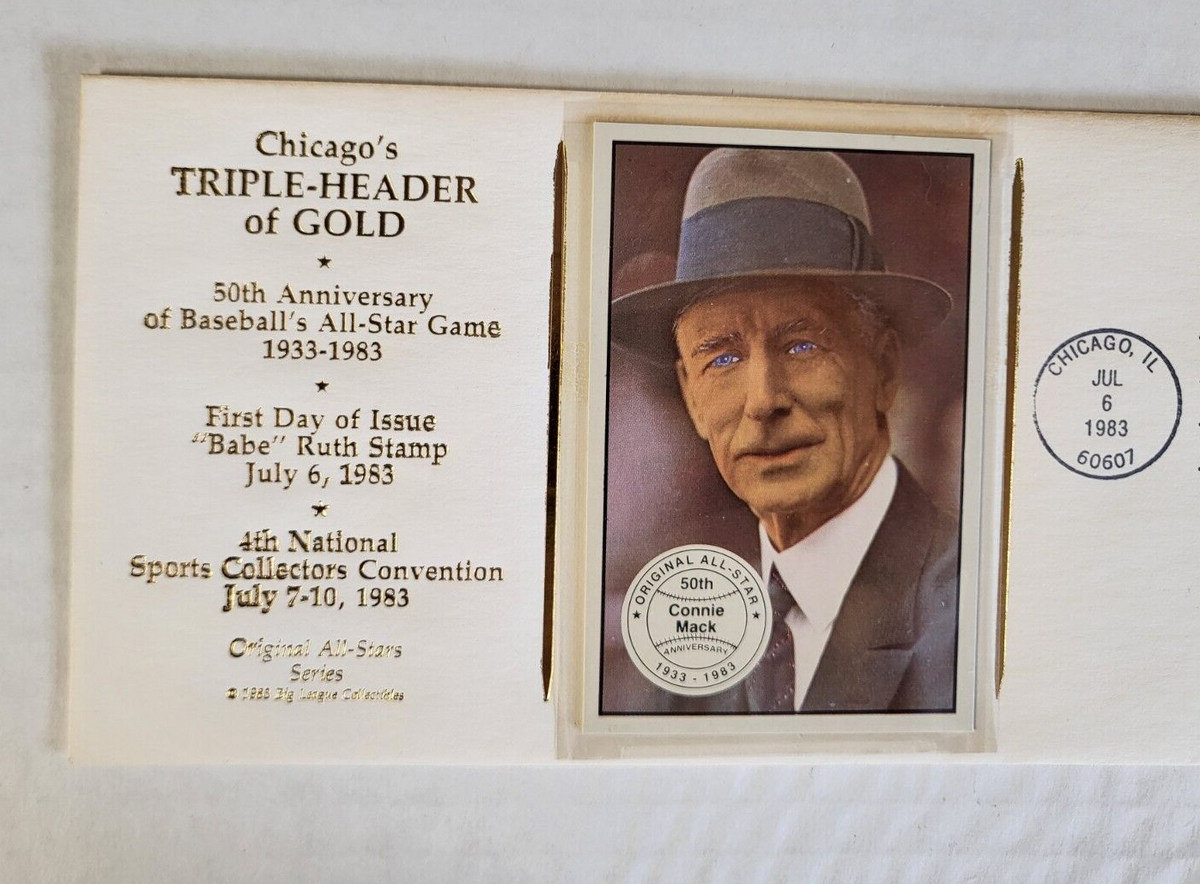 CHICAGO'S TRIPLE-HEADER OF GOLD CACHET FIRST DAY ISSUE BABE RUTH CONNIE MACK