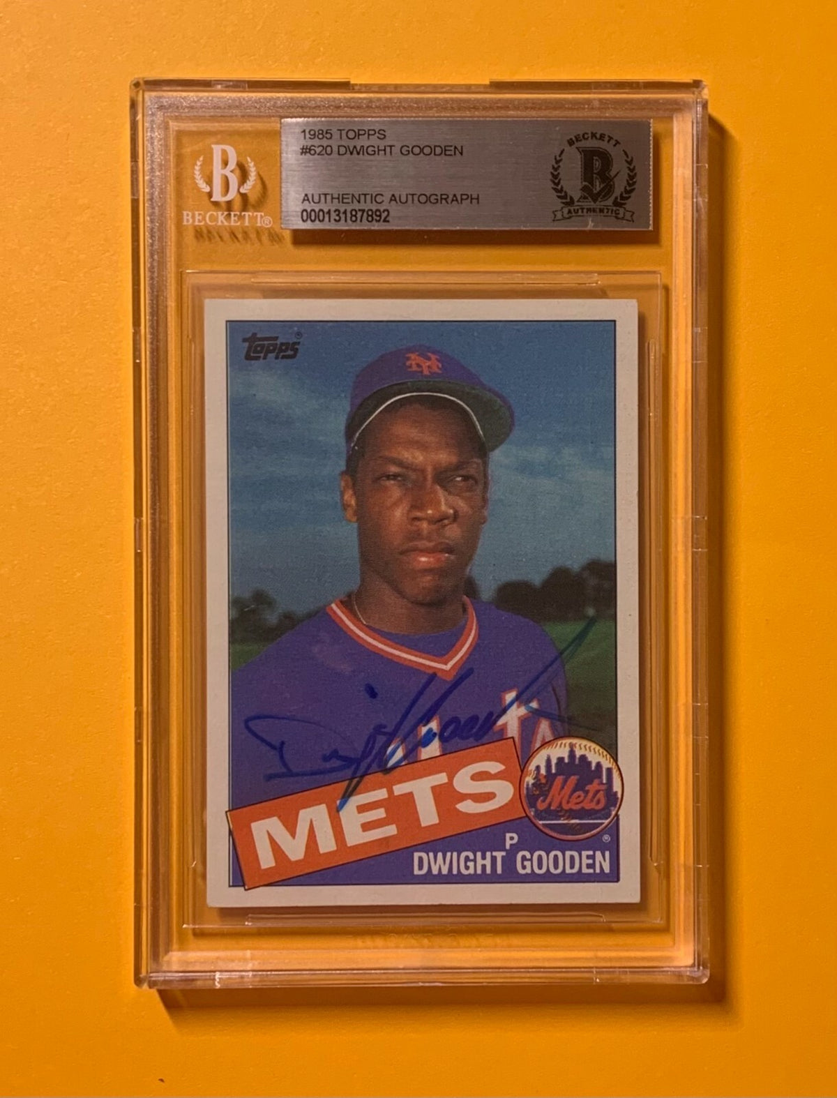 1985 TOPPS DWIGHT "DOC" GOODEN #620 AUTHENTIC AUTOGRAPH BECKETT CERTIFIED METS