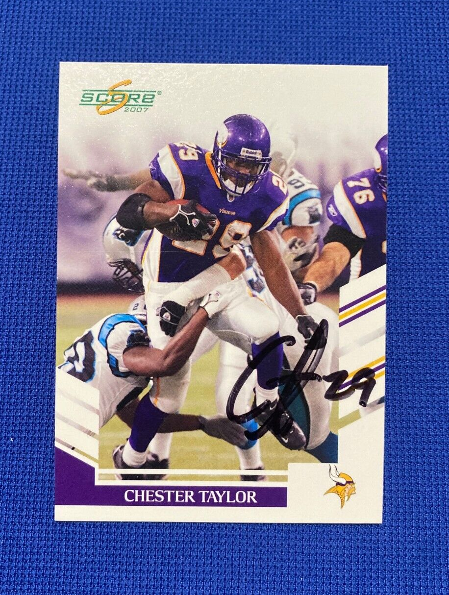 2007 SCORE CHESTER TAYLOR MINNESOTA VIKINGS SIGNED AUTOGRAPH CARD #63 W/COA