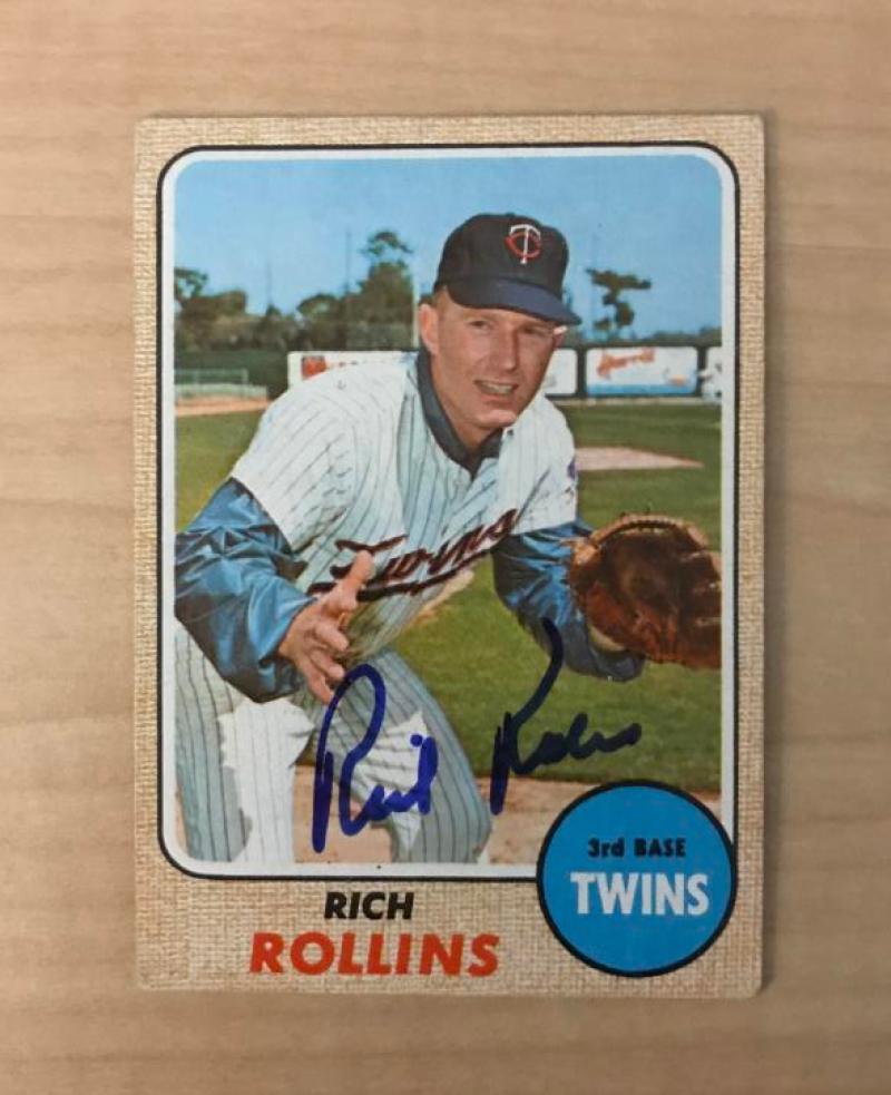 RICH ROLLINS MINNESOTA TWINS SIGNED AUTOGRAPHED 1968 TOPPS CARD #243 W/COA