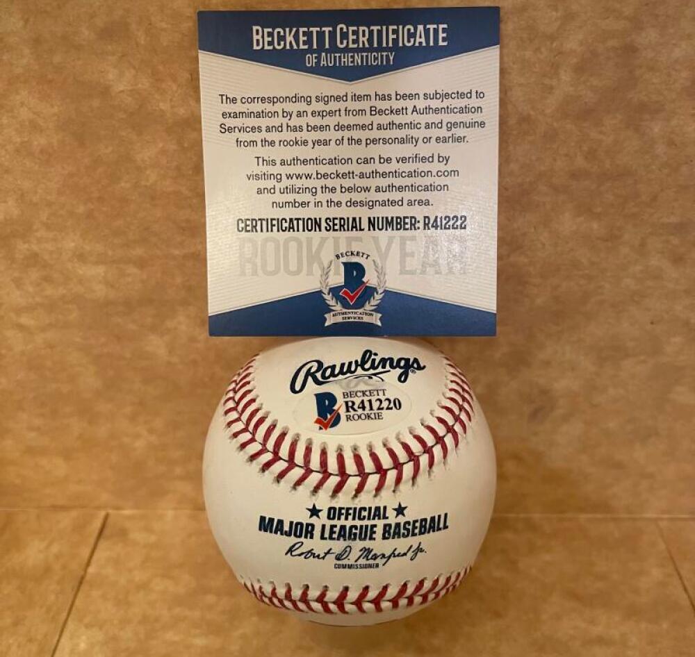 RECE HINDS REDS  SIGNED AUTOGRAPHED M.L. BASEBALL BECKETT AUTH