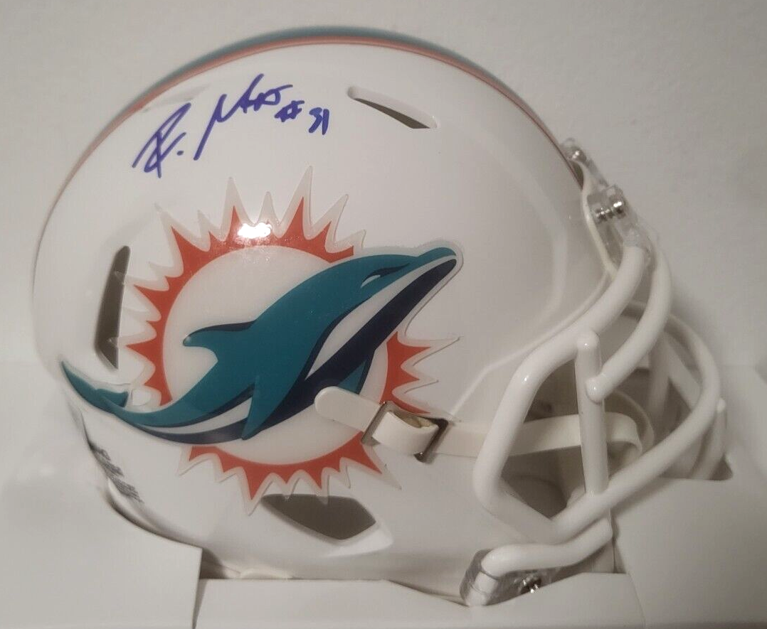 RAHEEM MOSTERT MIAMI DOLPHINS SIGNED AUTOGRAPHED SPEED MINI HELMET BECKETT *