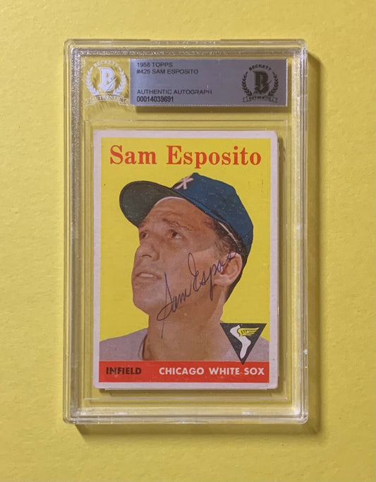 1958 TOPPS SAM ESPOSITO #425 AUTHENTIC AUTO BECKETT CERTIFIED