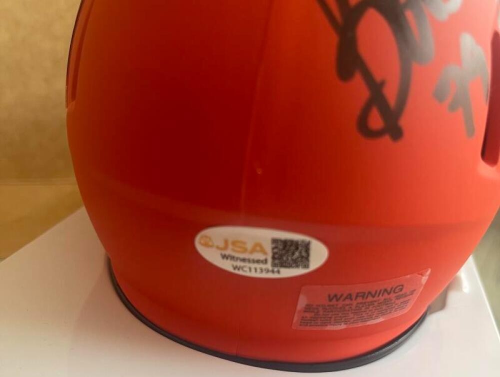 BOB GOLIC BROWNS #79 SIGNED AUTOGRAPHED RAVE MINI HELMET  JSA AUTH