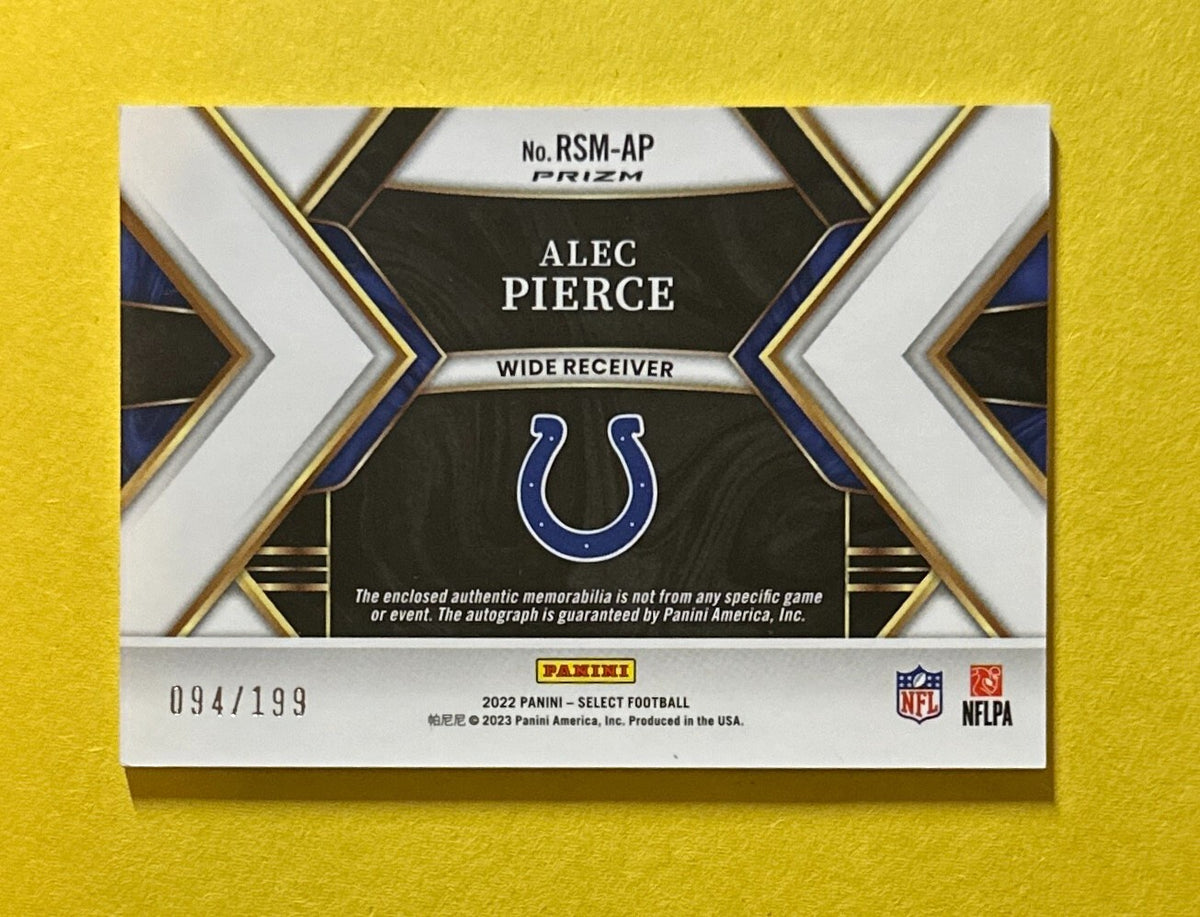 2022 PANINI SELECT ALEC PIERCE ROOKIE PATCH AUTO /199 #RSM-AP COLTS