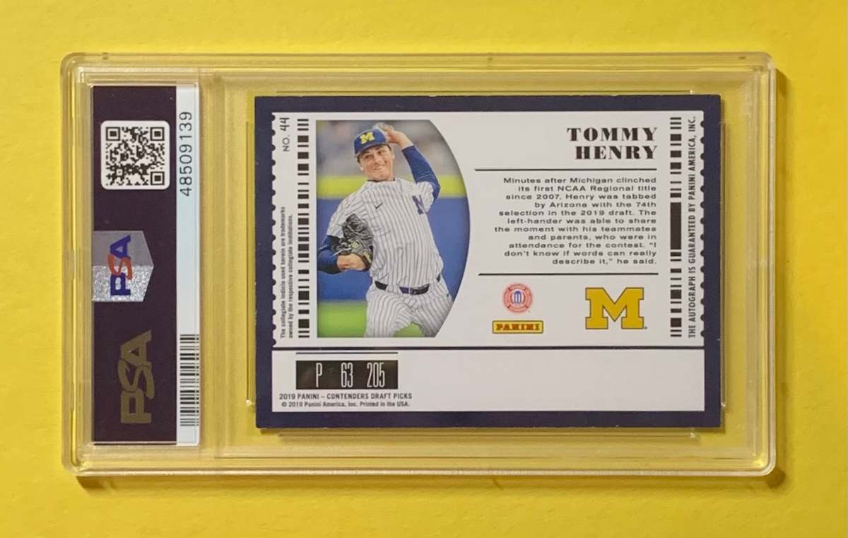 2019 PANINI CONTENDERS DRAFT PICKS TOMMY HENRY AUTO #44 PSA NM-MT 8