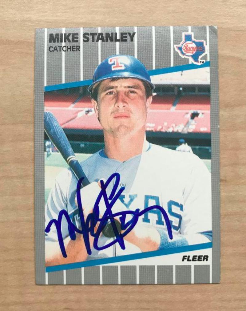 MIKE STANLEY TEXAS RANGERS SIGNED AUTOGRAPHED 1989 FLEER CARD #533 W/COA