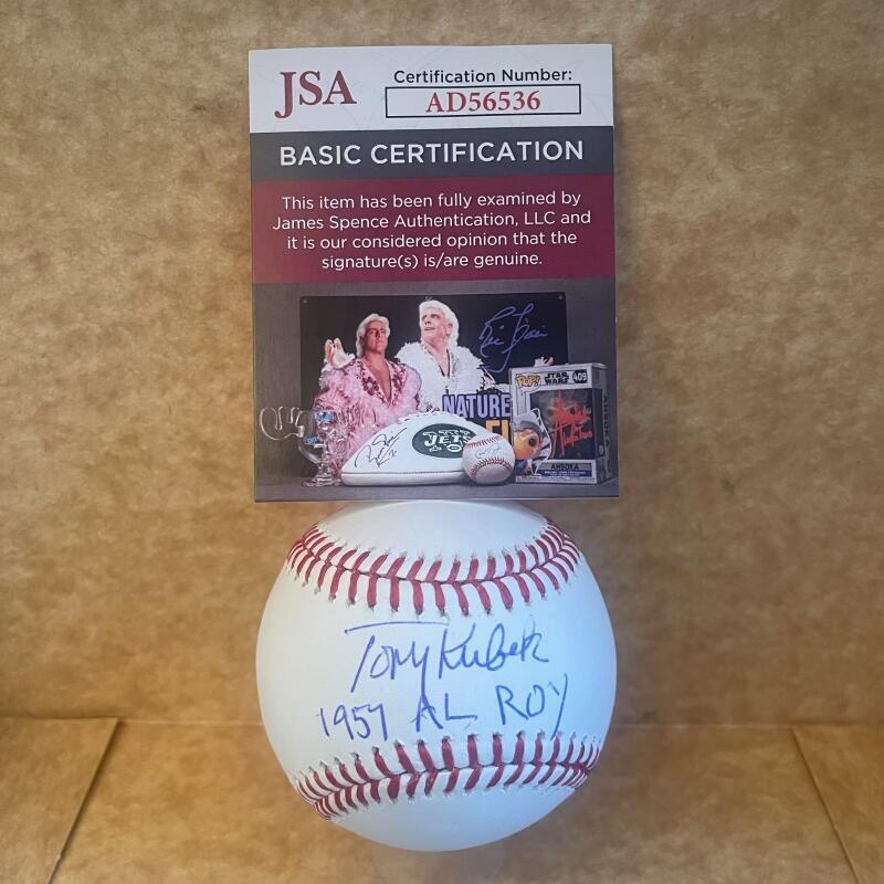 TONY KUBEK 1957 AL ROY YANKEES SIGNED AUTOGRAPHED M.L. BASEBALL JSA AD56536