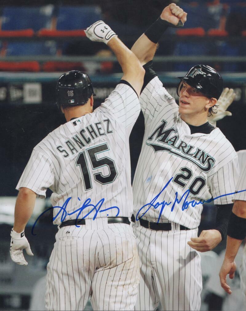 GABY SANCHEZ LOGAN MORRISON FLORIDA MARLINS  SIGNED  8X10 PHOTO W/ COA