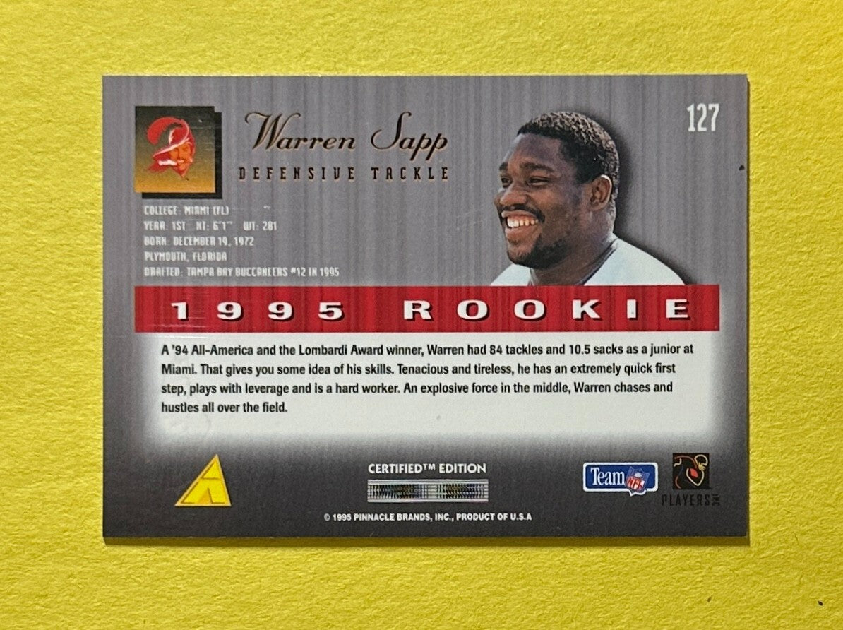 1995 PINNACLE SELECT CERTIFIED EDITION WARREN SAPP #127 BUCCANEERS