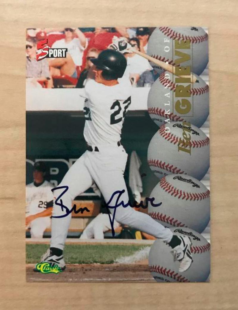 BEN GRIEVE OAKLAND ATHLETICS SIGNED AUTOGRAPHED 1995 CLASSIC 5 SPORT