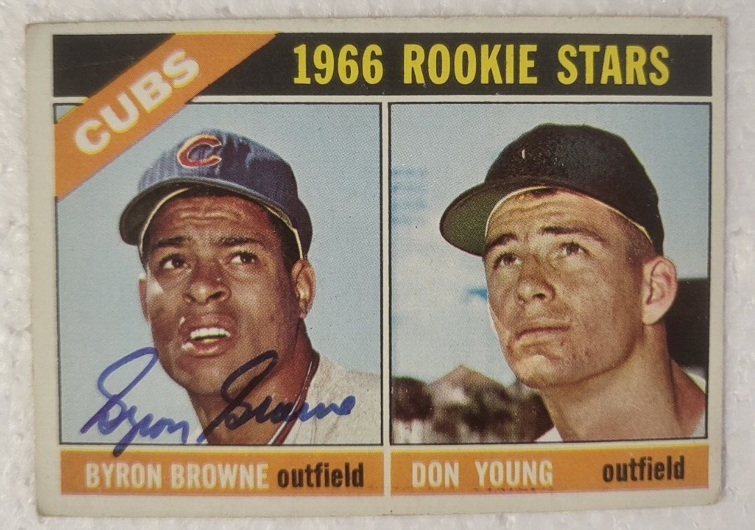 1966 TOPPS BYRON BROWNE CUBS ROOKIE STARS SIGNED AUTO AUTOGRAPH CARD #139 COA *