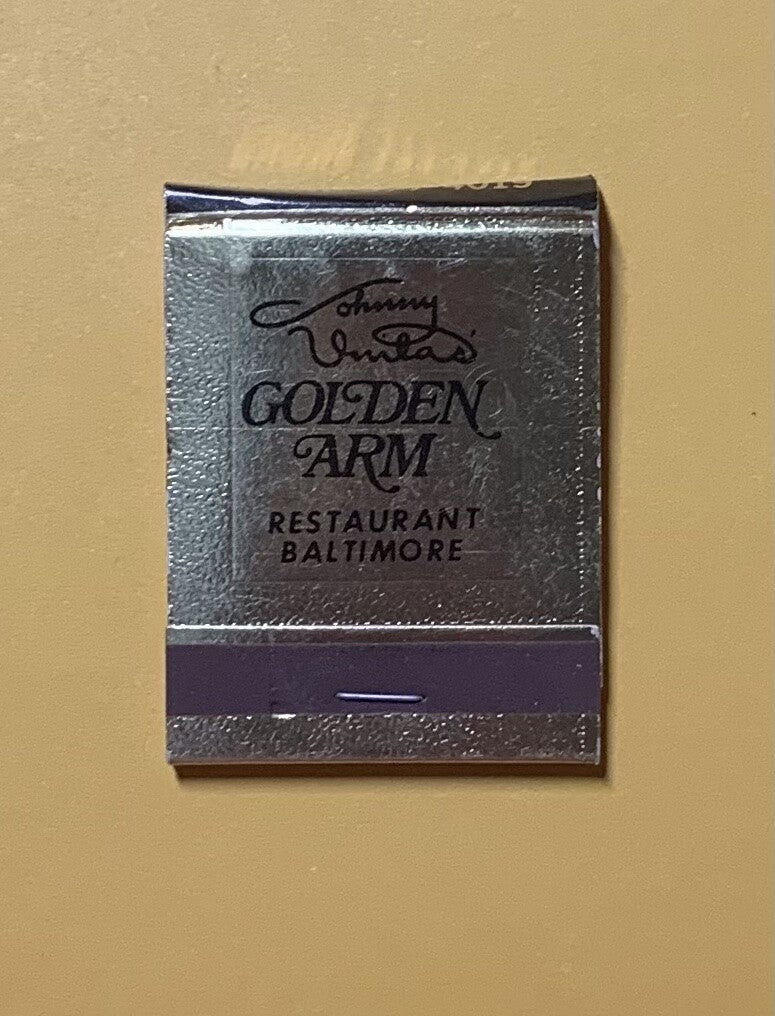 JOHNNY UNITAS GOLDEN ARM RESTAURANT UNUSED MATCH PACK 