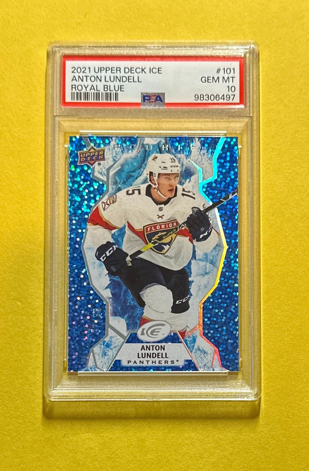 2021 UPPER DECK ICE ANTON LUNDELL ROYAL BLUE #101 PSA GEM MT 10 PANTHERS
