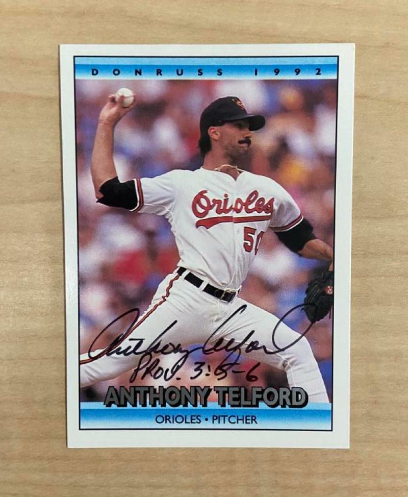 ANTHONY TELFORD BALTIMORE ORIOLES SIGNED 1992 DONRUSS CARD #623 W/COA