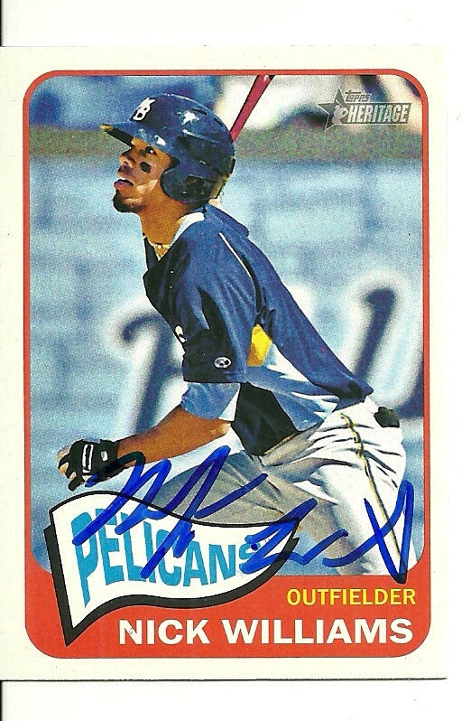NICK WILLIAMS TEXAS RANGERS SIGNED AUTO 2014 TOPPS HERITAGE CARD #113 W/COA