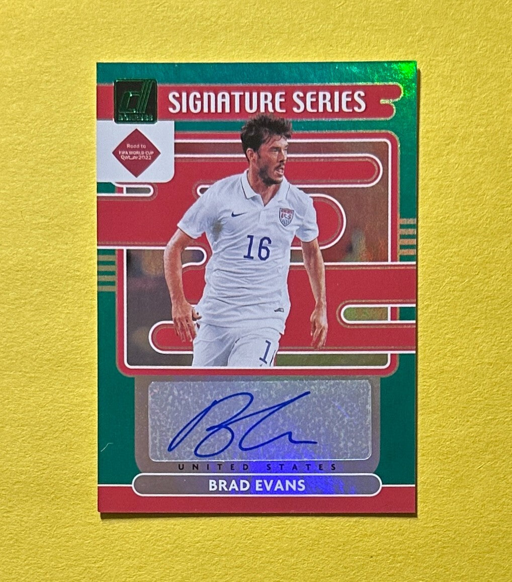 2021-22 PANINI DONRUSS SOCCER BRAD EVANS SIGNATURE SERIES GREEN AUTO #SS-BEV USA