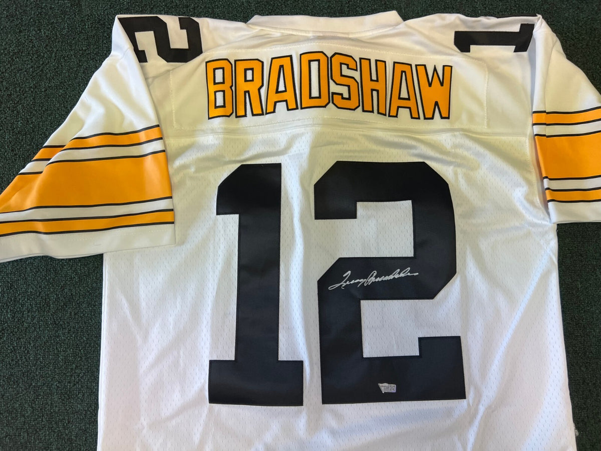 TERRY BRADSHAW #12 STEELERS SIGNED AUTOGRAPHED MITCHELL & NESS JERSEY FANATICS