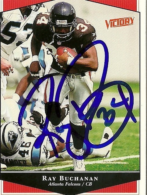 RAY BUCHANAN ATLANTA FALCONS SIGNED AUTOGRAPHED 1999 UD VICTORY CARD #17 W/COA
