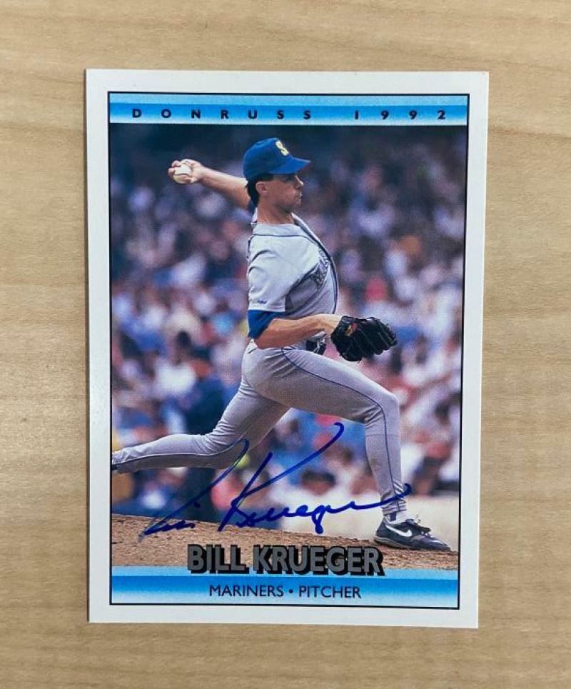 BILL KRUEGER SEATTLE MARINERS SIGNED AUTOGRAPHED 1992 DONRUSS CARD #672 W/COA