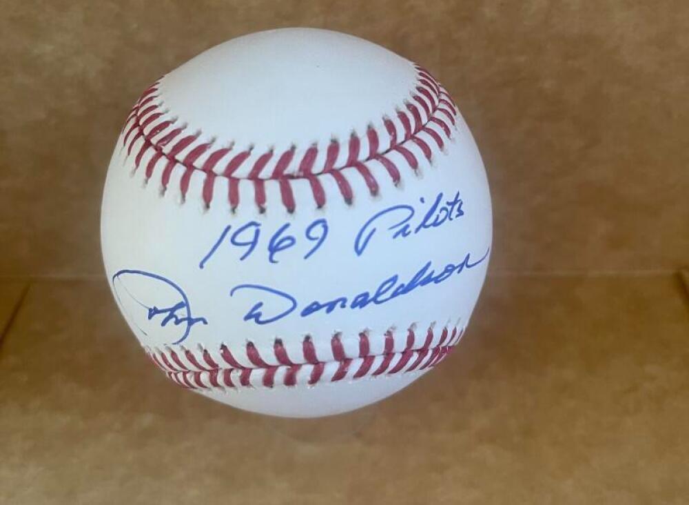 JOHN DONALDSON 1969 PILOTS SIGNED AUTO M.L. BASEBALL BAS AUTHENICATED