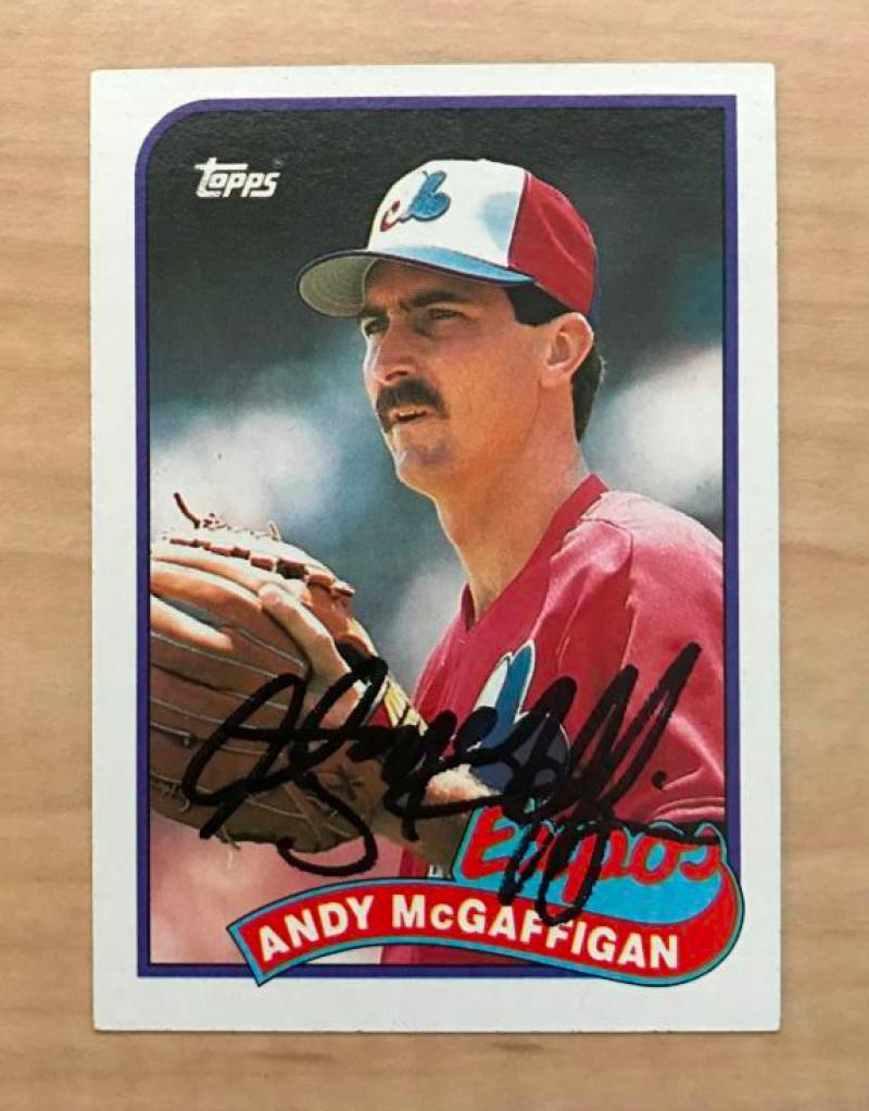 ANDY MCGAFFIGAN MONTREAL EXPOS SIGNED AUTOGRAPHED 1989 TOPPS CARD #278 W/COA 