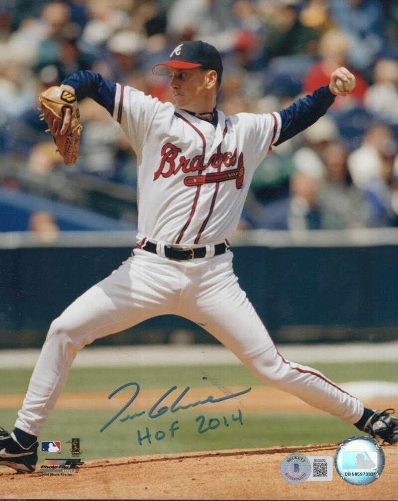 TOM GLAVINE BRAVES HOF 2014 SIGNED AUTOGRAPHED 8X10 PHOTO BECKETT BL00033