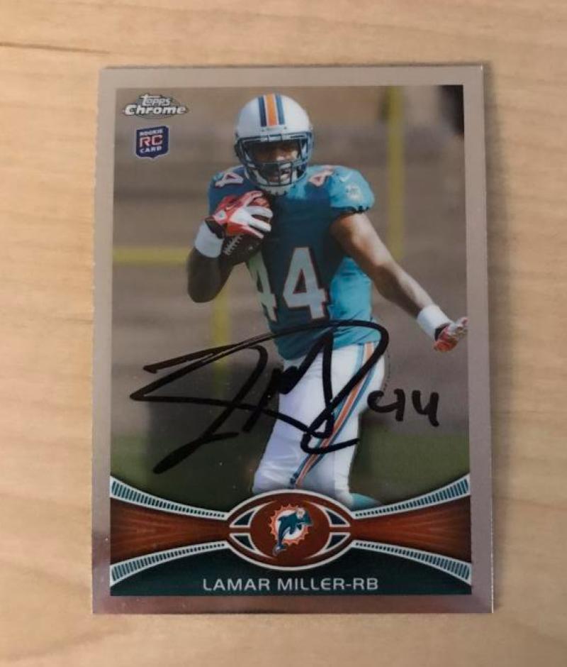 LAMAR MILLER MIAMI DOLPHINS SIGNED AUTOGRAPHED 2012 TOPPS CARD #38 W/COA