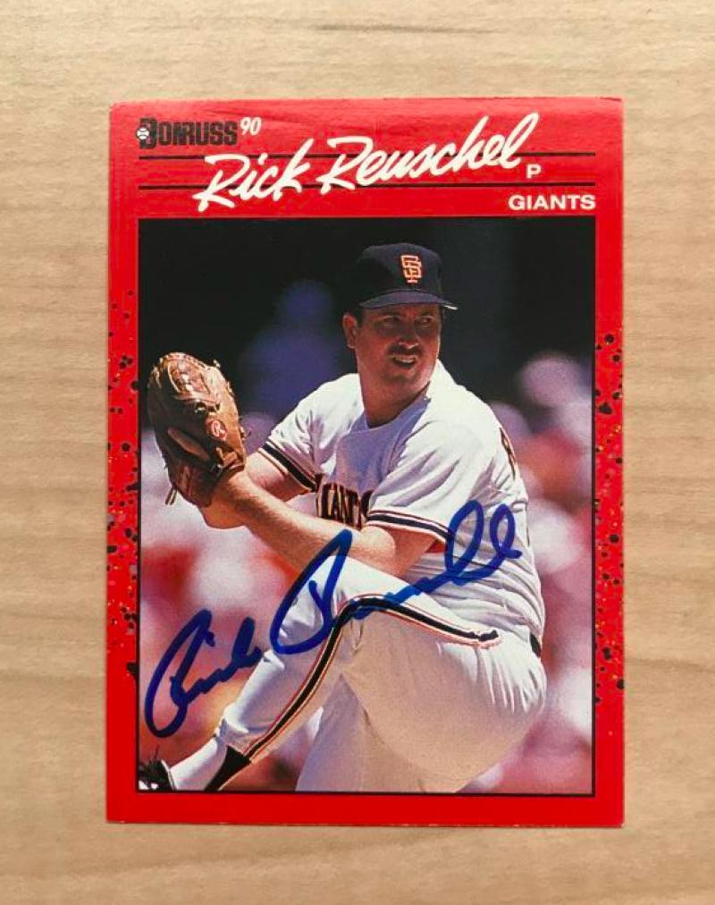 RICK REUSCHEL SAN FRANCISCO GIANTS AUTOGRAPHED DONRUSS 1990 CARD #112 W/COA