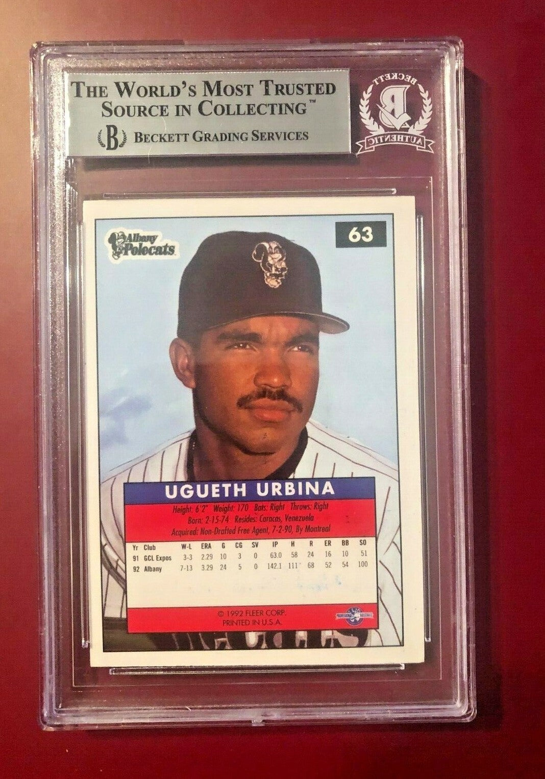 1992-93 EXCEL UGUETH URBINA  #63 