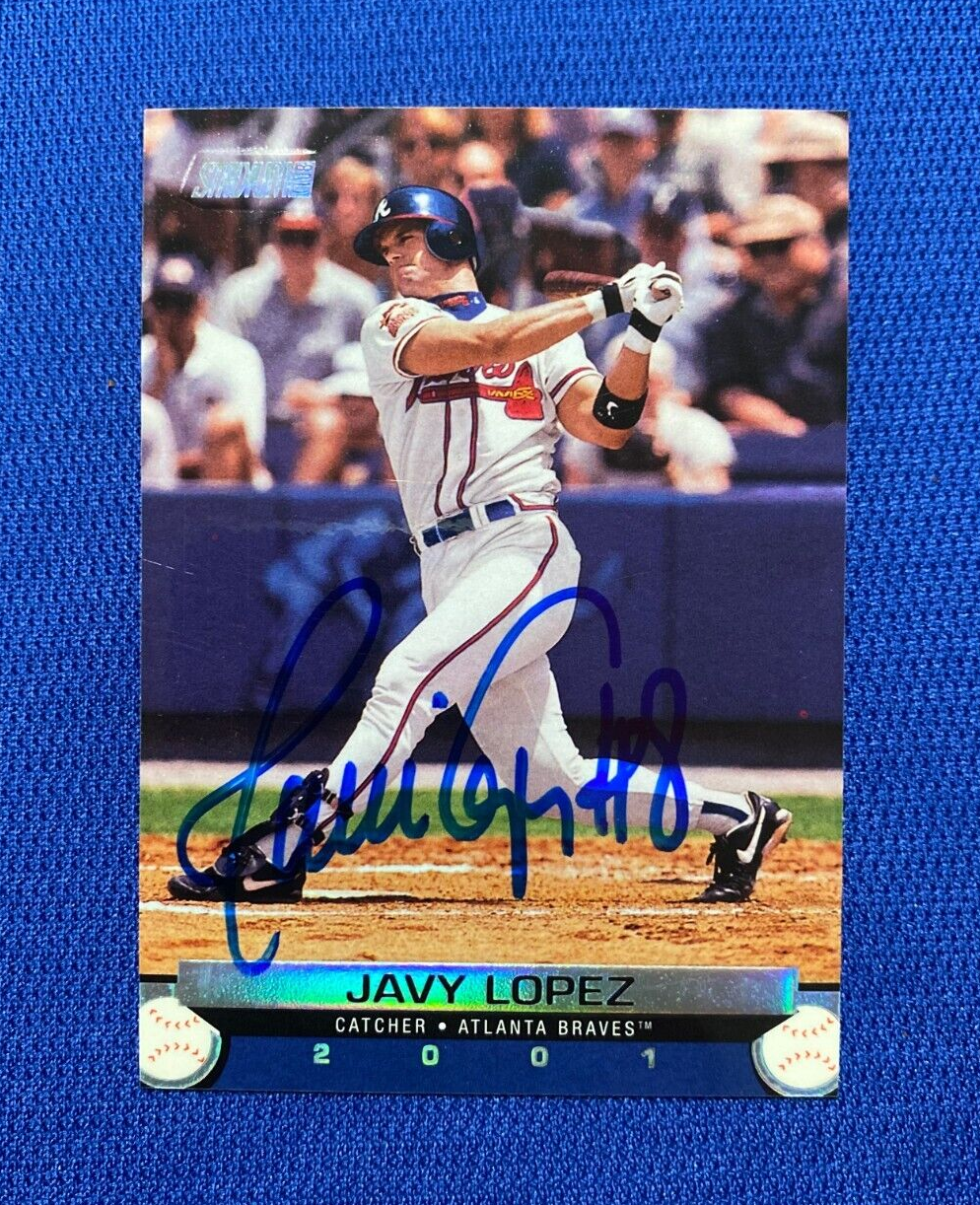 2000 STADIUM JAVY LOPEZ ATLANTA BRAVES SIGNED AUTOGRAPHED #45 CARD W/COA