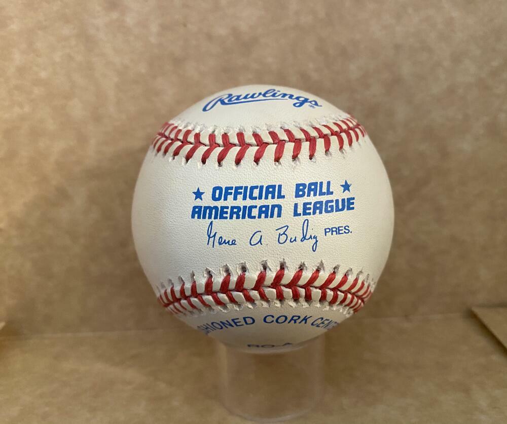 RUSSELL BRANYAN INDIANS RAYS/MARINERS/INDIANS SIGNED AUTO A.L. BASEBALL W/ COA