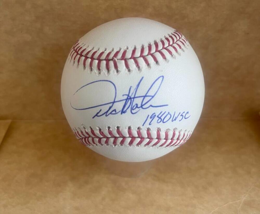 DICKIE NOLES PHILLIES 1980 WSC SIGNED AUTOGRAPHED M.L. BASEBALL BAS AUTH