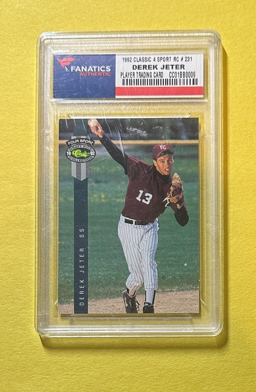 1992 CLASSIC 4 SPORT DEREK JETER FANATICS ENCASED  RC #231 YANKEES HOF