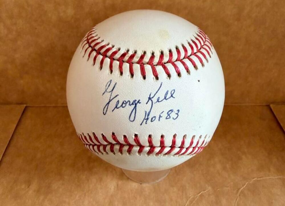 GEORGE KELL HOF 83 TIGERS SIGNED AUTOGRAPHED M.L. BASEBALL BECKETT AUTH