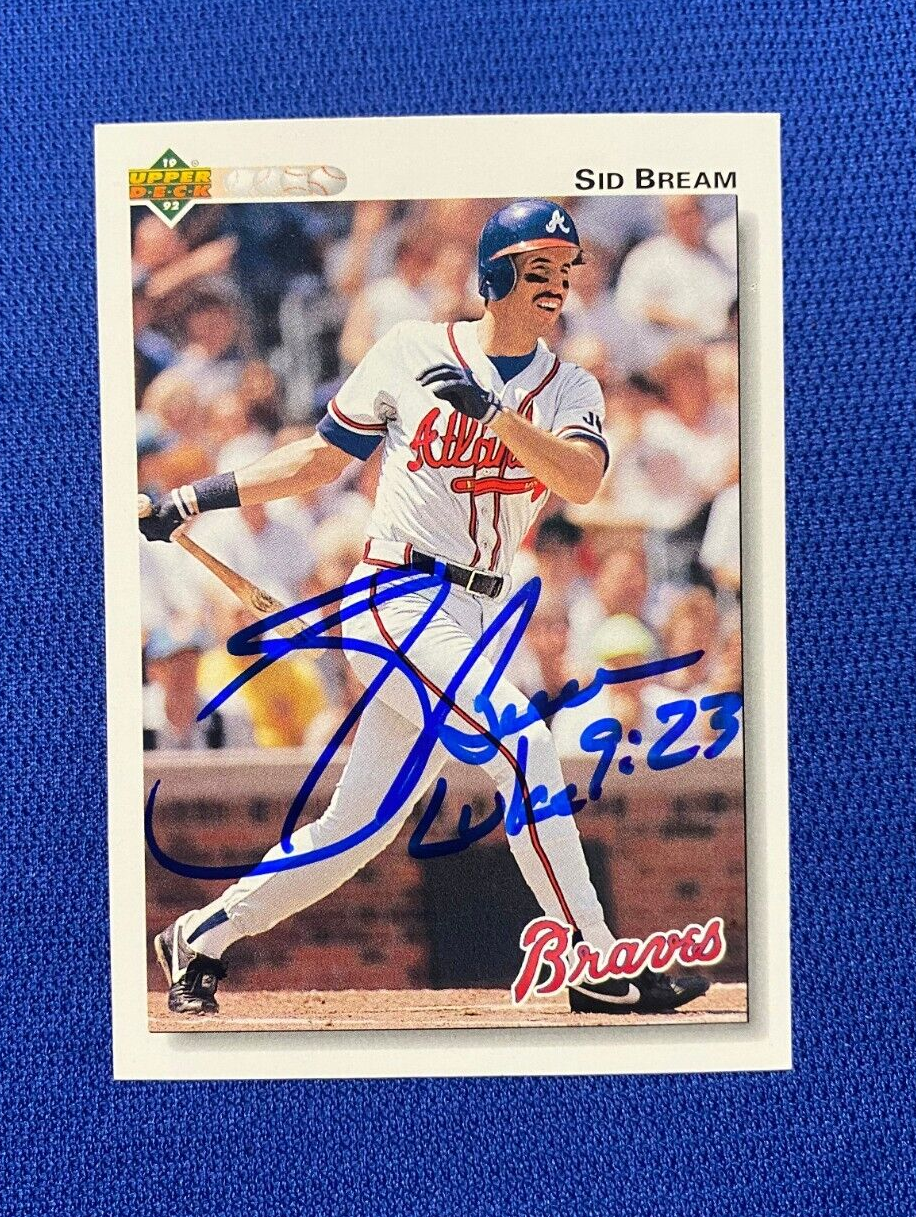 1992 UPPER DECK SID BREAM ATLANTA BRAVES SIGNED AUTOGRAPHED #495 CARD W/COA