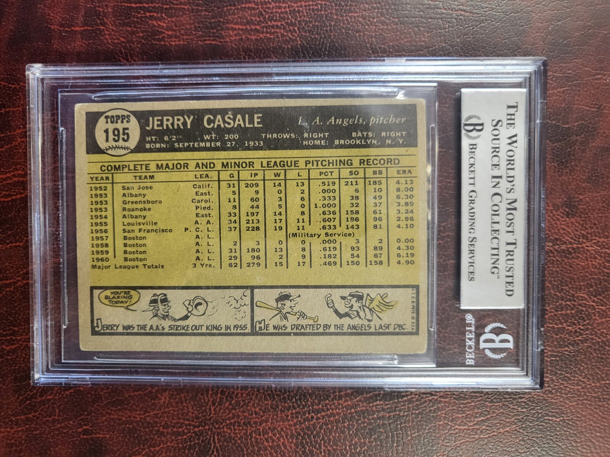 1961 TOPPS JERRY CASALE ANGELS SIGNED AUTOGRAPH #195 BASEBALL CARD BECKETT
