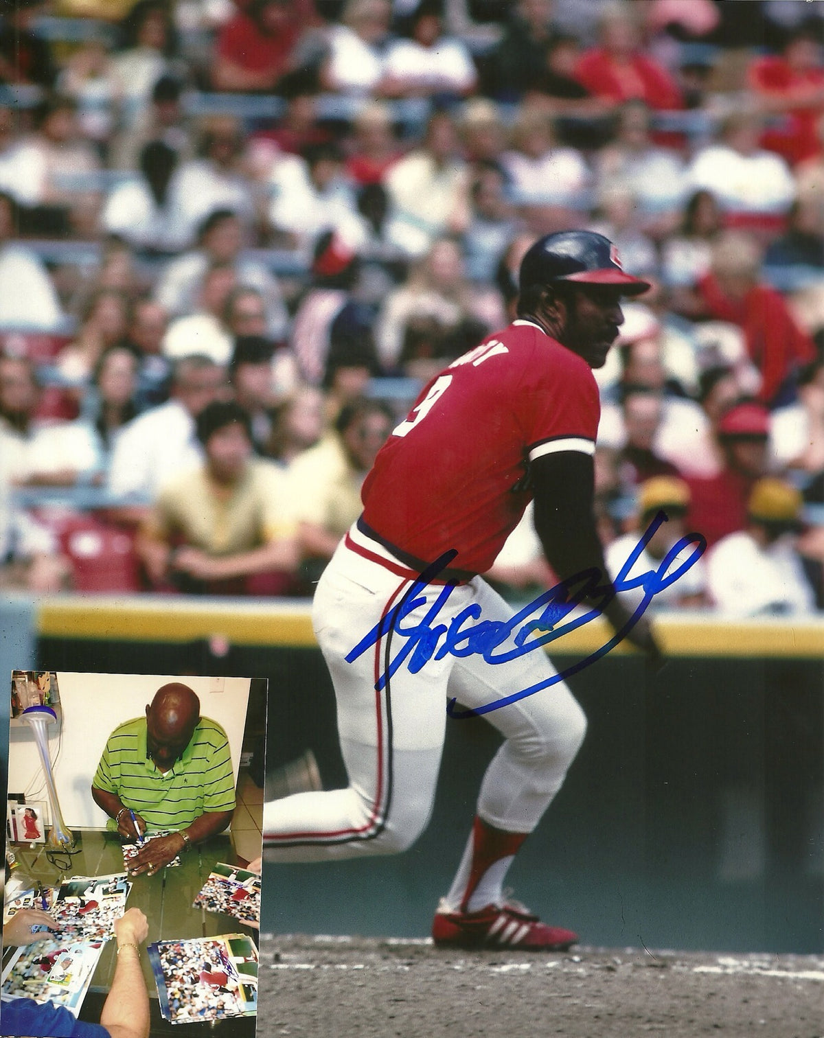 RICO CARTY CLEVELAND INDIANS SIGNED AUTOGRAPHED 8x10 PHOTO W/COA RED JERSEY