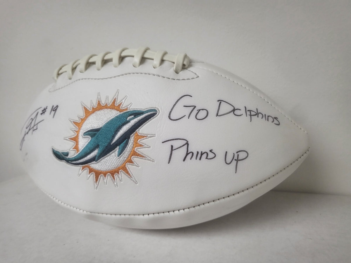 JAKEEM GRANT PHINS UP MIAMI DOLPHINS SIGNED AUTOGRAPHED WHITE PANEL FOOTBALL COA