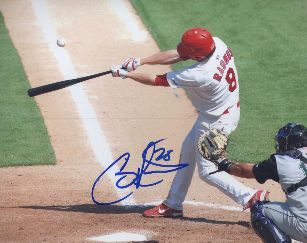 COLBY RASMUS ST. LOUIS CARDINALS ACTION SIGNED  8X10 PHOTO W/ COA