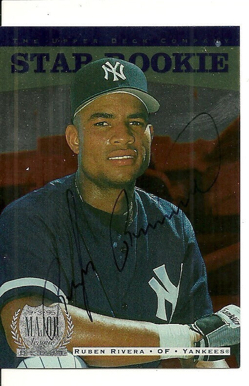 RUBEN RIVERA NEW YORK YANKEES SIGNED AUTO 1996 UPPER DECK CARD #230 W/COA