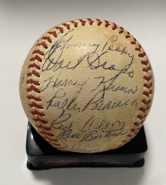 1954 DETROIT TIGERS TEAM SIGNED AUTOGRAPHED BASEBALL BECKETT LOA PESKY KALINE