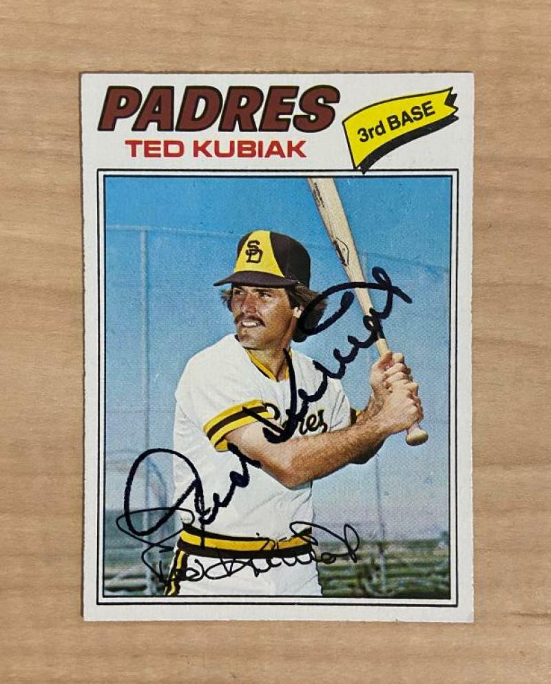 TED KUBIAK SAN DIEGO PADRES SIGNED AUTOGRAPHED 1977 TOPPS CARD #158 W/COA