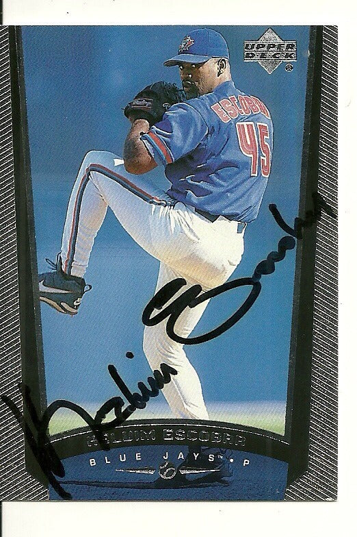 KELVIM ESCOBAR TORONTO BLUE JAYS SIGNED AUTO 1999 UPPER DECK CARD #515 W/COA