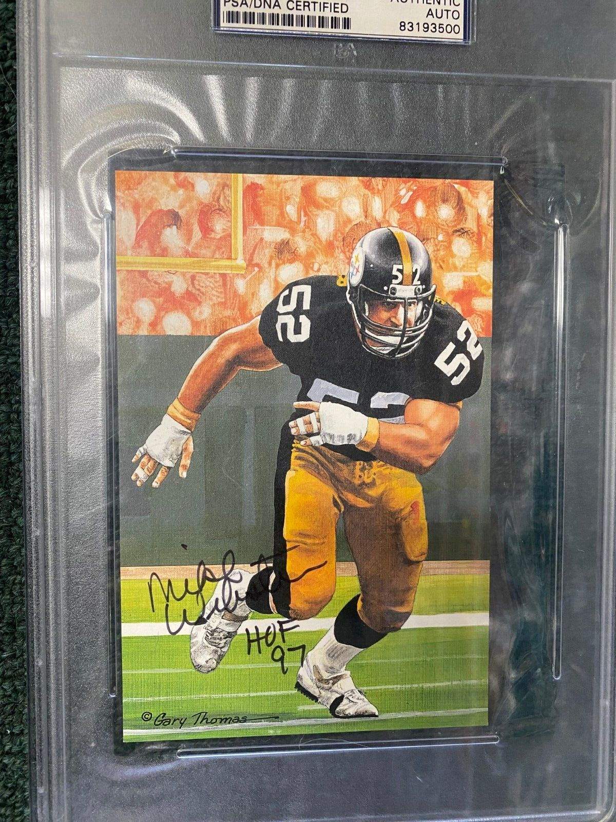 1997 GOAL LINE HOF 97 MIKE WEBSTER PITTSBURGH STEELERS SIGNED AUTOGRAPH PSA AUTH