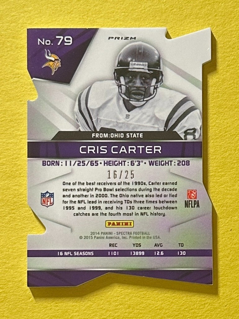 2014 PANINI SPECTRA CRIS CARTER BLUE DIE CUT /25 #79 VIKINGS HOF